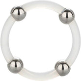 CALEXOTICS - SILICONE RING WITH PEARLS STEEL L